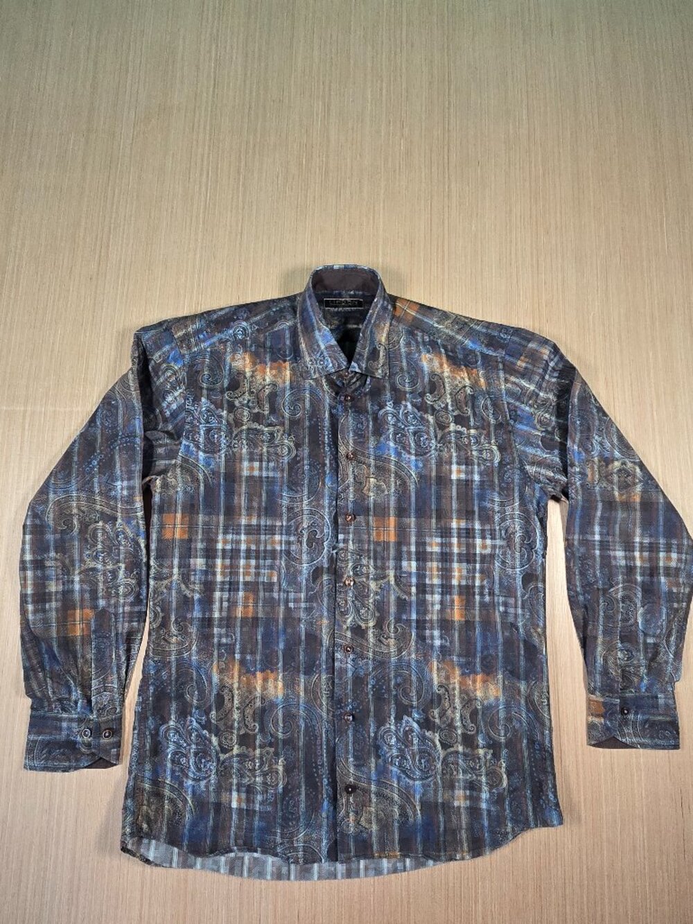 Lipson Sport Men’s Paisley Long Sleeve Shirt Medium Made in Canada Italian Fabri